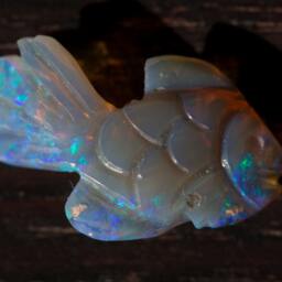 Opal Purple Flashing Fire Fish Carving - 5.16 Cts - thumbnail 4