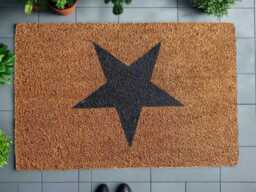 Coir Doormat With Black Star - Indoor Outdoor Welcome Mat - thumbnail 1