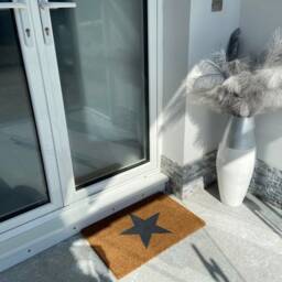 Coir Doormat With Black Star - Indoor Outdoor Welcome Mat - thumbnail 3