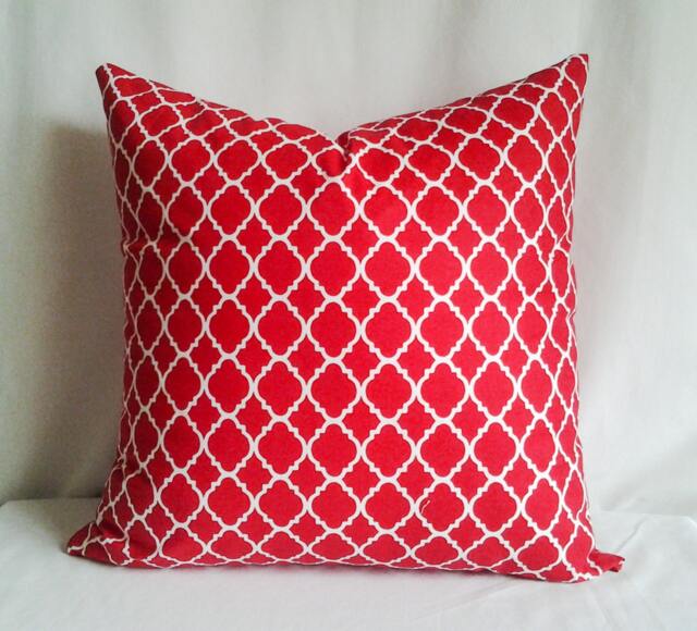 Red & White Pillow Cover, 16x16 Decorative Pillow, Toss Home Decor, Summer, Spring Decor - image 1