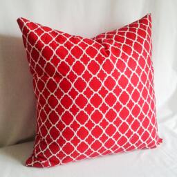 Red & White Pillow Cover, 16x16 Decorative Pillow, Toss Home Decor, Summer, Spring Decor - thumbnail 2