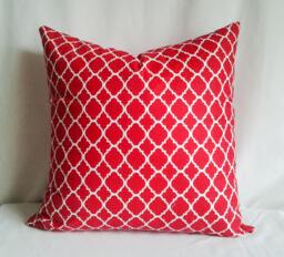Red & White Pillow Cover, 16x16 Decorative Pillow, Toss Home Decor, Summer, Spring Decor - thumbnail 1