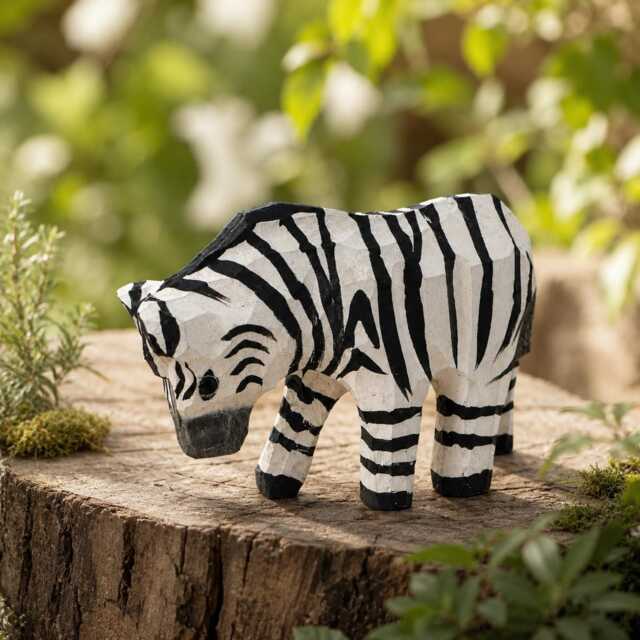 Whimsical Wooden Zebra Hand Carved Animal Figurine Safari Nursery Decor Rustic Wood Carving Wildlife Art Unique Gift For Lover - image 1