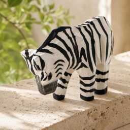 Whimsical Wooden Zebra Hand Carved Animal Figurine Safari Nursery Decor Rustic Wood Carving Wildlife Art Unique Gift For Lover - thumbnail 4