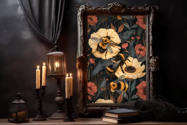 William Morris Bumble Bee Poster Gothic Dark Academia Art Print - image 1