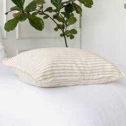Striped Linen Pillow Case With Lace - Off White Pillow- Housewife Standard, Queen, King Sizes- Pinstriped - thumbnail 3