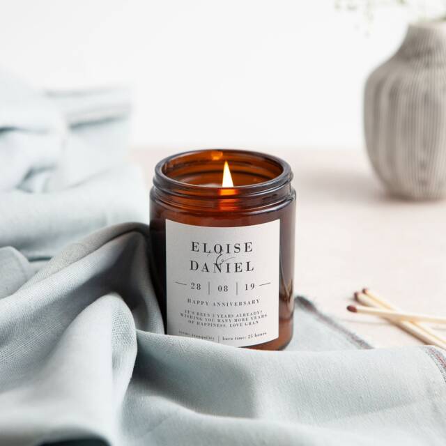 Personalised Anniversary Candle Gift Apothecary Jar, Soy Wax - image 1