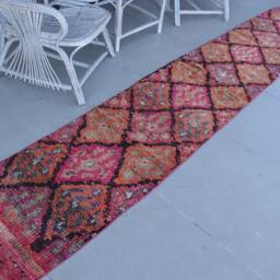 2x11.4 Ft Accent Rug, Turkish Oushak Rugs, Red Cool Rugs For Entry, Herki , Vintage Aztec Bedroom - thumbnail 2