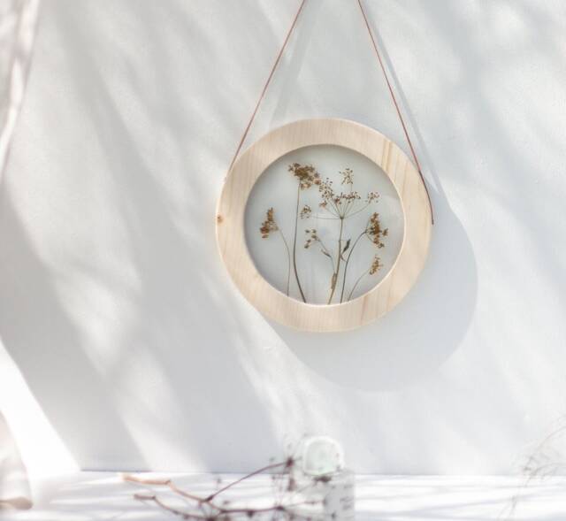 Wall Decor Set - Botanical Wall Art Framed Pressed Flower Frame Pressed Round Framed Above Bed - image 1