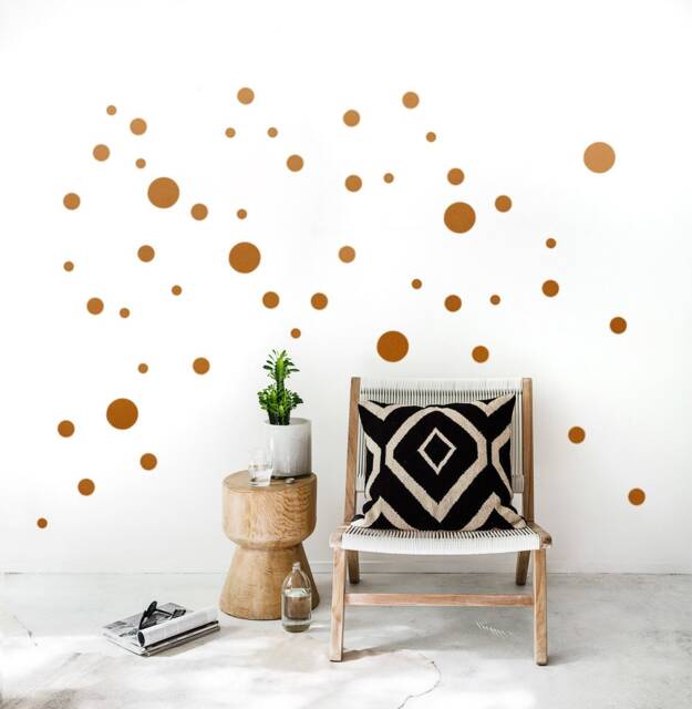 Wall Decal Dots Copper, 50 Mixed Size Confetti Dot Decals , Silver, Gold Polka Sticker, Peel & Stick, Kids Room Home Decor - image 1