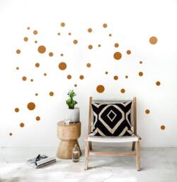 Wall Decal Dots Copper, 50 Mixed Size Confetti Dot Decals , Silver, Gold Polka Sticker, Peel & Stick, Kids Room Home Decor - thumbnail 1