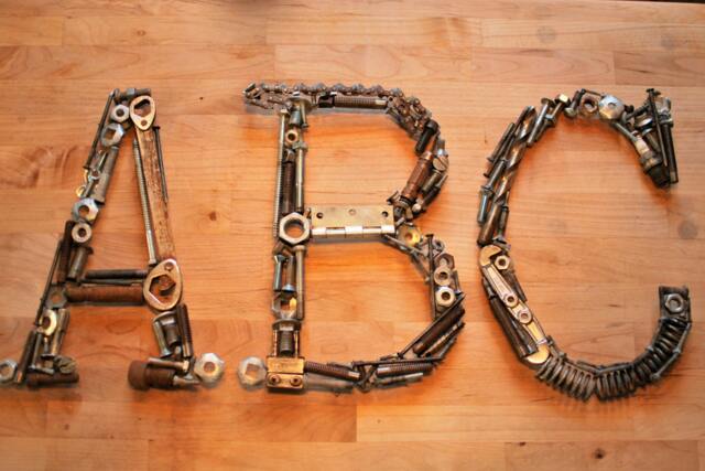Welded Metal Typewriter Font Letter Industrial Wall Art - 11.5 Inch - image 1