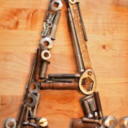 Welded Metal Typewriter Font Letter Industrial Wall Art - 11.5 Inch - thumbnail 2