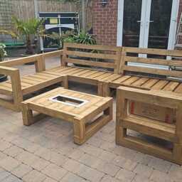 Handmade Solid Wood Garden Sofa Set Rustic Industrial Patio Furniture - thumbnail 4