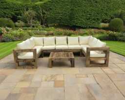 Handmade Solid Wood Garden Sofa Set Rustic Industrial Patio Furniture