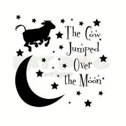 The Cow Jumped Over The Moon With Stars Removable Wall Decal, Nursery Rhyme, Baby Gift, Decor Decal - thumbnail 3