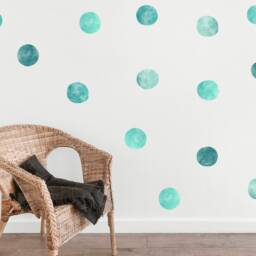 Watercolor Polka Dot Wall Stickers Pink, Teal Nursery Decor - 42 Pack - thumbnail 3