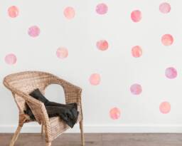 Watercolor Polka Dot Wall Stickers Pink, Teal Nursery Decor - 42 Pack - thumbnail 1