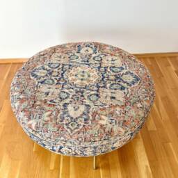 Upholstered Round Coffee Table, Vintage Kilim Bench, Ottoman Living Room Benches - thumbnail 3