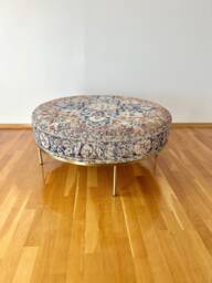 Upholstered Round Coffee Table, Vintage Kilim Bench, Ottoman Living Room Benches - thumbnail 1