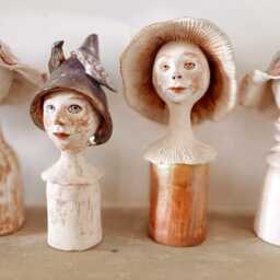 Handmade Amanita Mushroom Ceramic Bust, Iridescent Forest Art - thumbnail 4