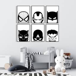 Superhero Wall Print, Poster, Art, Monochrome Prints, Black & White Bedroom Art Nursery - thumbnail 3