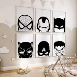 Superhero Wall Print, Poster, Art, Monochrome Prints, Black & White Bedroom Art Nursery - thumbnail 2