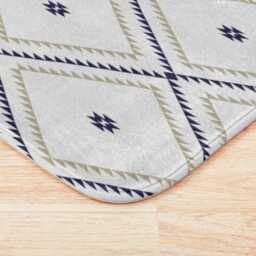 Plush Bath Mat, Southwestern Geometric, White Navy Beige, Desert Cowboy Rug, Western Bathroom Decor, Modern Boho Rug - thumbnail 3