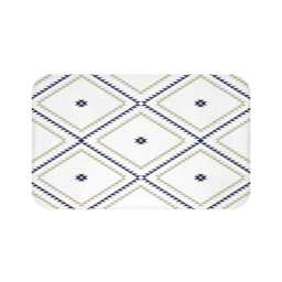 Plush Bath Mat, Southwestern Geometric, White Navy Beige, Desert Cowboy Rug, Western Bathroom Decor, Modern Boho Rug - thumbnail 4