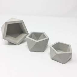 Geometric Concrete Planter, Icosahedron, Succulent Modern Cement Mini Planter, Concrete Tealight - thumbnail 3