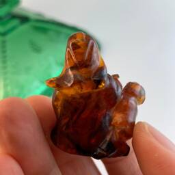 Vintage Hand Carved Amber Kwan Yin Charm Goddess Of Mercy - thumbnail 2