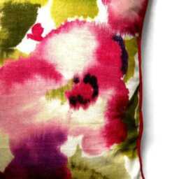 Sanderson Varese Floral Cushion Cover Pink & Green Cotton Throw Pillow - thumbnail 3