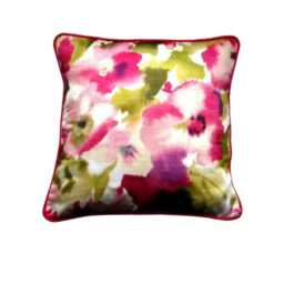 Sanderson Varese Floral Cushion Cover Pink & Green Cotton Throw Pillow - thumbnail 1