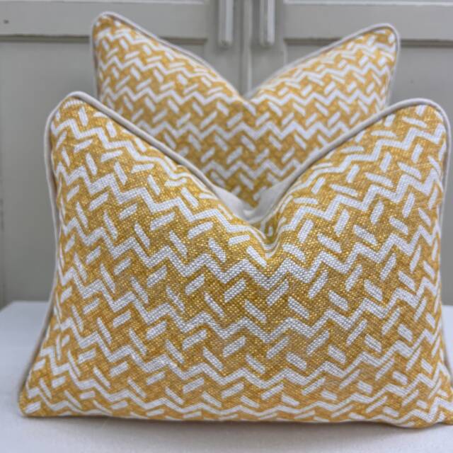 Fermoie Chiltern Yellow Linen Cushion Cover Luxury Designer Pillow - image 1