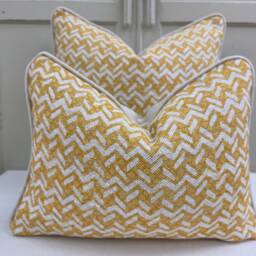 Fermoie Chiltern Yellow Linen Cushion Cover Luxury Designer Pillow - thumbnail 1