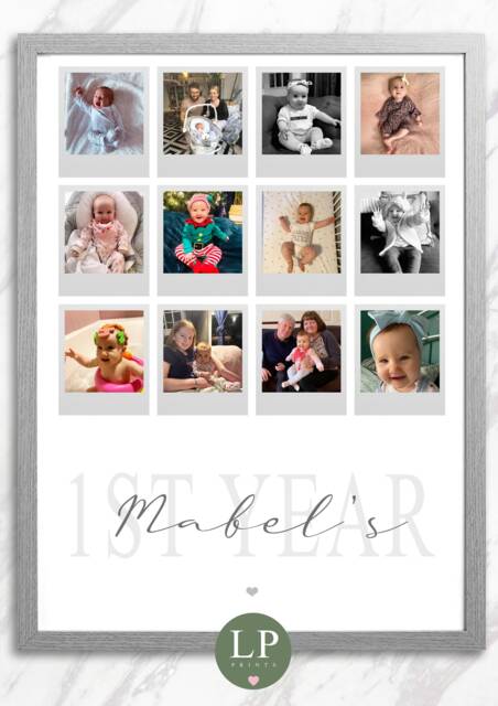 Personalised Baby Photo Print First Year Girl Boy Keepsake Gift - image 1