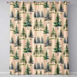 Watercolor Pine Tree Forest Woodland Nature Seamless Pattern Readymade Eyelet Ring Top Thermal 100% Blackout Curtains - thumbnail 2