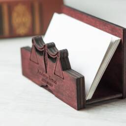 Lawyer Card Holder, Personalized Lawyer Gift, Personalized Business Holder For Desk, Wooden Desk, Custom Lawyers Gift - thumbnail 2