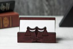Lawyer Card Holder, Personalized Lawyer Gift, Personalized Business Holder For Desk, Wooden Desk, Custom Lawyers Gift - thumbnail 1