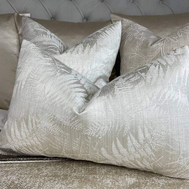 "Decorative Cushion Cover, Fern Leaf Pillow Cover , Ivory , 12"" X 20" - image 1