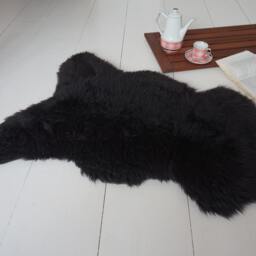 "Big Sheepskin L Black Throw Genuine Leather Sheep Skin Decorative Rug Brown 44 ""x 26" - thumbnail 2