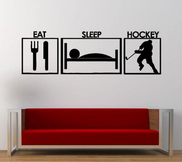 Eat Sleep Play Ice Hockey Repeat Sport Game Fun Outdoors Wall Decal Sticker Vinyl Mural Leaving Bedroom Room Home Decor Free Shipping L282 - image 1