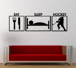 Eat Sleep Play Ice Hockey Repeat Sport Game Fun Outdoors Wall Decal Sticker Vinyl Mural Leaving Bedroom Room Home Decor Free Shipping L282 - thumbnail 1