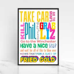 Shaun Of The Dead Wall Art, A4 Print, High Quality Poster, Quotes, Edgar Wright Movie Fried Gold, Typography Print - thumbnail 1