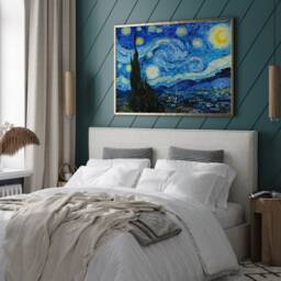 Starry Night Fine Art Print, Van Gogh Wall Art, Sky Stars Poster, Printable Large Size Canvas, Blue Landscape French Decor Gift - thumbnail 3