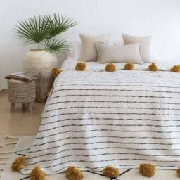 Moroccan Pompom Blanket Friend Gift/Best Blanket/Best Friends Long Distance/Best Gifts Funny/Best Christmas