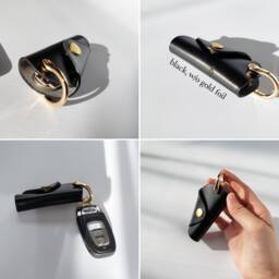 Leather Key Organizer Personalized Keychain Case, Brass Shackle, Gift Under 50, Handmade in Canada - thumbnail 3