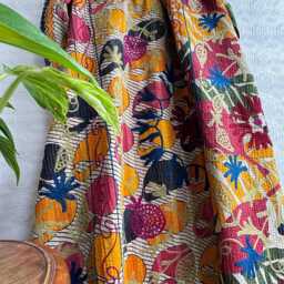 Vintage Embroidery Suzani Handmade Elegant Sofa Bed Throw - Quirky Colours Spring Pink Multi - thumbnail 2
