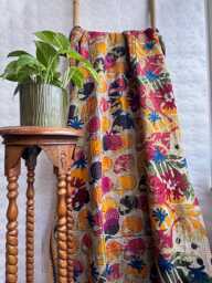 Vintage Embroidery Suzani Handmade Elegant Sofa Bed Throw - Quirky Colours Spring Pink Multi - thumbnail 1