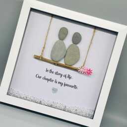 Wedding Anniversary Pebble Art Gift Frame For Wife Or Husband, Anniversary Keepsake Present Partner - thumbnail 2
